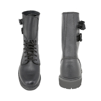 KMS Cuir pleine fleur noir imperméable Bottes tactiques du désert de haute qualité Chaussures tactiques avec boucle pour hommes