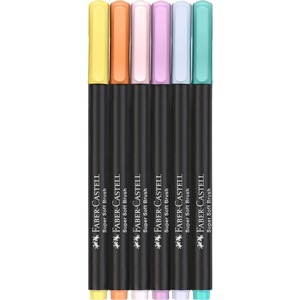 FABER CASTELL - ESTUCHE CON 6 MARKERS BRUSH BLACK EDITION PASTEL ASS. - Product Image 1