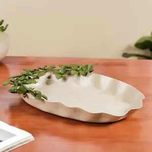 Bandeja de servicio de metal cepillado de aluminio con estilo ecológico para cenas formales y reuniones casuales de la India - Product Image 4