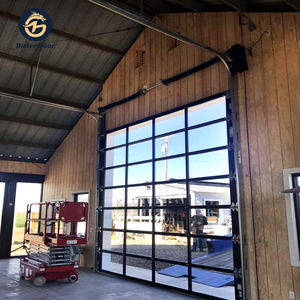 Porte de garage sectionnelle en aluminium et verre moderne, électrique, automatique, noire, commerciale, à vue complète - Product Image 1
