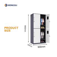Armoire métallique à quatre portes, casier à vêtements en acier, rangement de chambre, penderie avec tringle pour dortoir et école