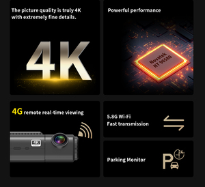 Videocamera per <span class=keywords><strong>Auto</strong></span> 4K Reale con Doppia Lente Starvis, Visione Notturna, Registrazione Frontale 4K e Posteriore 1080p, Dash Cam 4G - Product Image 2