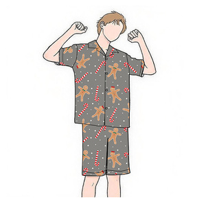 Ensemble pyjama de Noë<span class=keywords><strong>l</strong></span> en velours pour hommes Design de <span class=keywords><strong>vacances</strong></span> personnalisé 100% Jersey de coton respirant manches courtes et longueur longue Taille XXL - Product Image 6