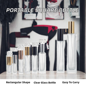 Envase Cosmético de Vidrio Transparente Cuadrado para Perfume, Recargable, con Atomizador y Cuello Plano, Disponible en Stock al por Mayor - Product Image 2