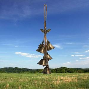 กระดิ่งลมสไตล์วินเทจระฆังแม่มดกระดิ่งทองเหลืองแขวนผนังประตูทำด้วยมือคาถาพร้อมเชือกเส้นใหญ่สำหรับตกแต่งบ้าน - Product Image 4