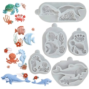 Decoraciones <span class=keywords><strong>de</strong></span> Silicona para Pasteles con Forma <span class=keywords><strong>de</strong></span> Caballito <span class=keywords><strong>de</strong></span> <span class=keywords><strong>Mar</strong></span>, Tortuga, Alga Marina y Sirena, Moldes para Chocolate y Fondant, Antiadherentes y Ecológicos - Product Image 1