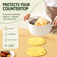 Sous-plat rond en silicone résistant à la chaleur, antidérapant, pour cuisine, pour casseroles, bols, tasses, assiettes et plats