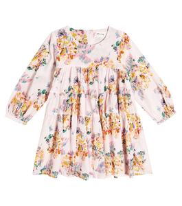 Robes roses pour enfants filles bon marché personnalisées avec fleur imprimée vente en gros usine de vêtements pour enfants en coton biologique - Product Image 1