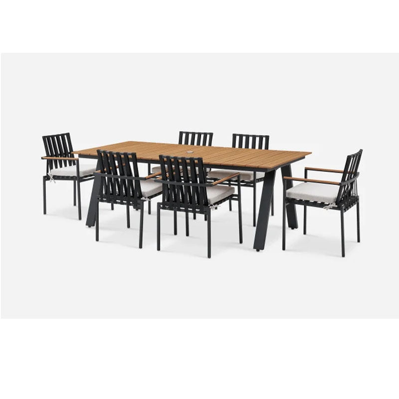 Modern new aluminum outdoor garden furniture dinning set rectangular outdoor dinning table and chair