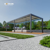 Mooxon Pergolas électriques écologiques Auvent de luxe avec véranda et clôture motorisée Auvent de pavillon avec portails coulissants