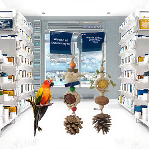 Mangeoire à oiseaux en bois de maïs naturel écologique, forme ronde, pour perroquets, utilisation en extérieur et en intérieur, toutes saisons - Product Image 2