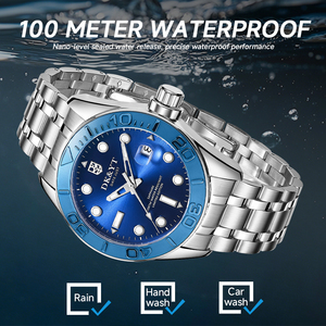 Livraison rapide, montre mécanique automatique avec boîtier en acier inoxydable, étanche 10 ATM, aiguilles lumineuses, avec boîte cadeau - Product Image 2