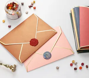 Viele Farben Perle Papier karte Goldfolie Kanten Hochzeits einladung Falt umschlag Gruß & Visitenkarte Umschlag CMYK