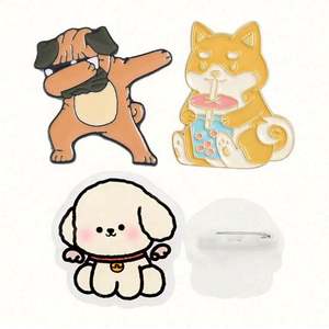 Pin de Esmalte de Hierro Personalizado Barato con Impresión UV/Serigrafía, Baño de Oro, Diseño de Perro, Tamaño Personalizado - Product Image 2