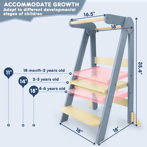 New Chất lượng cao hiện đại 3 trong 1 có thể điều chỉnh bằng gỗ trẻ em nhà bếp tháp Montessori đồ nội thất di động Toddler bước Phân - Product Image 2