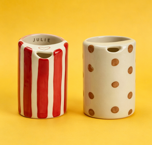 <span class=keywords><strong>Tazza</strong></span> in <span class=keywords><strong>Ceramica</strong></span> a Righe Fatta a Mano <span class=keywords><strong>con</strong></span> Cannuccia per Asporto - Product Image 1