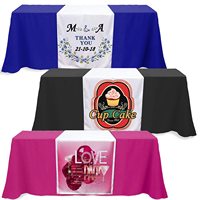 Vierges de sublimation Chemin de table personnalisé en polyester avec logo d'entreprise Coureurs de nappe personnalisés pour événements professionnels de mariage