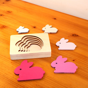 Rompecabezas de madera con diseño de animales, 4 piezas, diseño colorido en capas para niños pequeños, educación temprana, estilo Montessori - Product Image 2