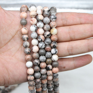 ลูกปัดหินม้าลายสีชมพูทรงกลมสำหรับทำสร้อยข้อมือขายส่งอุปกรณ์เครื่องประดับหินธรรมชาติ - Product Image 4