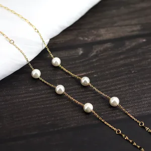 Light Luxury 3 Pearl Necklace For Women Versatile Autumn Winter Sweater Accessories Stainless Steel Jewelry For Weddings