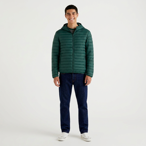 Veste matelassée pour homme en toile de qualité supérieure, couleur unie, col montant, épaisseur standard, taille plus, vente chaude, logo sur le devant - Product Image 1
