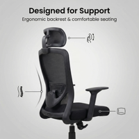 Chaise de bureau ergonomique de haute qualité avec support lombaire pivotant en maille, pour conférences, jeux, bureau, noire