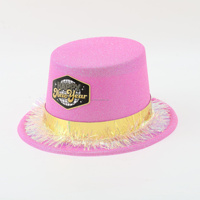 HLC personnalisé Fluorescent Feliz Ano Nuevo plastique Logo personnalisé chapeau haut de forme de Noël couvre-chef avec glands pour bonhomme de neige fête habiller