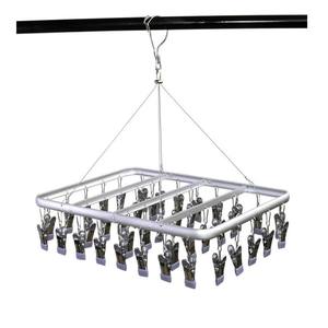 Support de séchage en tissu cintre carré rond en alliage d'aluminium avec crochet pivotant blanchisserie métal vêtements pliable OPP sac unique - Product Image 1