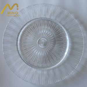 Elegant Sunburst Texture Clear Ribbed Glass Charger Plates Under Plate for Wedding Party Events <strong>Decoration</strong> Rental <strong>Catering</strong> - Product Image 2