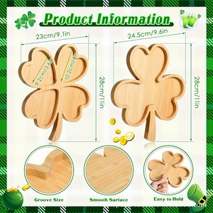 ถาดไม้รูปใบโคลเวอร์สี่แฉกสำหรับเสิร์ฟของหวาน ผลไม้ ใช้ในงานเลี้ยงที่บ้าน - Product Image 3