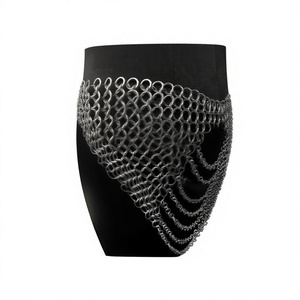 Haut d'armure en maille métallique plaqué argent avec bretelles réglables, costume de mode, artisanat métallique en acier inoxydable en forme 3D complète - Product Image 3