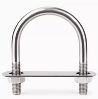 Boulon en U à tête ronde personnalisé en acier inoxydable 304 nickelé/zingué/lisse classe 4.8 et 6.8 avec 2 écrous, collier de serrage pour tuyaux, boulon fileté UNF