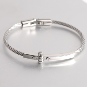 Bracelet en acier inoxydable simple de style européen et américain, avec câble rond de 3 mm et fermoir à vis, bijoux de mode pour femmes - Product Image 5