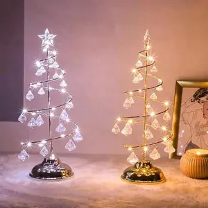 Toptan kristal noel ağacı lambası-Noel ağacı gece ışık dekorasyonu kristal elmas lamba noel dekoratif Led masa lambası lambası