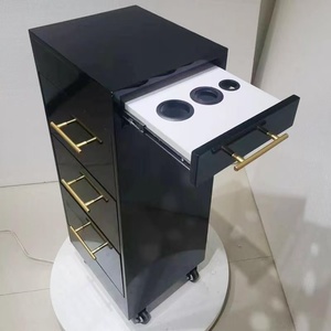 Luxury Metal Foldable <b>4</b>-<b>Wheel</b> Salon Tool Cart Storage Cabinet Modern Commercial Stand for Hair Salons Barber Shops - Product Image 5