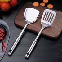 Ensemble d'ustensiles de cuisine en acier inoxydable 7 pièces Gadgets de cuisine Turner Pasta Server Louche Cuillères de service Fourchette avec porte-ustensile
