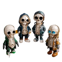 Meilleure vente transfrontalière : Figurine de squelette en résine de dessin animé effrayant pour Halloween, tête de squelette empilée, décoration de scène de fête, vente en gros