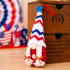 Independence Day Child <b>Hat</b> Dwarf Pendant Knitted American Figurine Anniversary Decoration Cute Ornament - Product Image 6