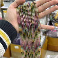 Perles de tourmaline de qualité AAA, 3 mm, micro-perles rondes, pierres semi-précieuses naturelles mélangées, mini-perles pour la fabrication de bijoux faits à la main