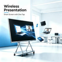 55-дюймовый интерактивный сенсорный LED-дисплей 4K, умная панель, оборудование для образования на Windows, настенный, широкоугольный, для совместной работы