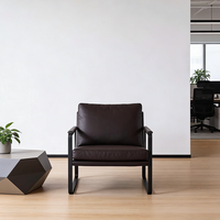 Bürosofa für Loungebereiche, Geeignet für Geschäftsberichte, Meetings und Verhandlungen, Schwarzes Leder-Bürosofa