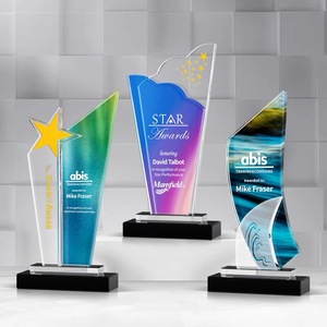 Vente en gros de trophée en verre de cristal d'impression couleur trophée d'impression UV personnalisé prix <span class=keywords><strong>plaque</strong></span> de cristal MH-J350 - Product Image 1