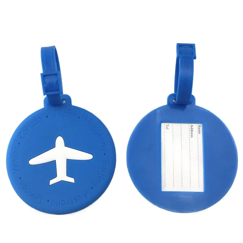 Round PVC Luggage Tags Suitcase Hang Tags Baggage Name Labels Travel Tour Information Card