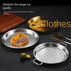 <span class=keywords><strong>Assiette</strong></span> Ronde en Acier Inoxydable Écologique de Style Coréen pour les Frites et le Poulet Frit Utilisation en Restaurant - Product Image 5
