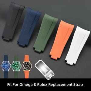 Compatible pour Rolex Bracelets de montre en fluoroélastomère 20mm Patte incurvée pour <span class=keywords><strong>Submariner</strong></span> Series pour Omega Swatch Bracelets collaboratifs - Product Image 3