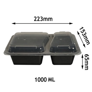 Scatola per il pranzo usa e getta per preparare i pasti a microonde 2 contenitori per alimenti con coperchio da <span class=keywords><strong>asporto</strong></span> - Product Image 2