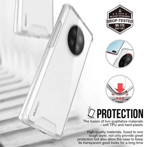 Preuve de <span class=keywords><strong>chute</strong></span> <span class=keywords><strong>Anti</strong></span> Jaune Doux TPU Dur Acrylique Clair Téléphone Spatial Pour Huawei Mate40 PRO couverture arrière Transparente - Product Image 4
