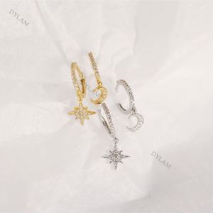 Pendientes de Plata de Ley 925 Dylam Tiny Anise Star and Moon Joyeria, Aros Colgantes - Product Image 4