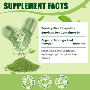 OEM 100% kapsul bubuk daun Moringa murni dengan 92 + nutrisi & 46 jenis antioksidan mendukung manajemen berat antioksidan - Product Image 2