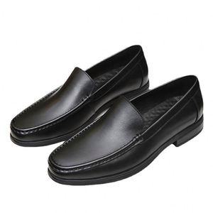 Mocassins de bureau de luxe personnalisés à bout carré noir, en cuir véritable respirant et léger, à lacets, pour printemps-été - Product Image 4